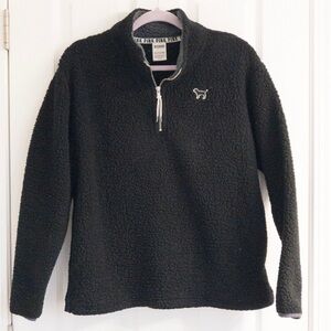 Black Quarter-Zip Fleece Sweater